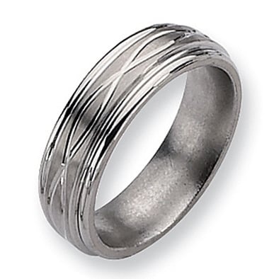Chisel Brushed and Polished Titanium Ring (7.0 mm)