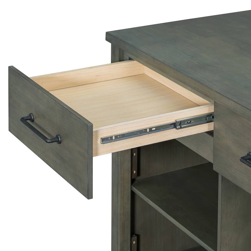 Extendable Kitchen Island With Storage(no include stool)