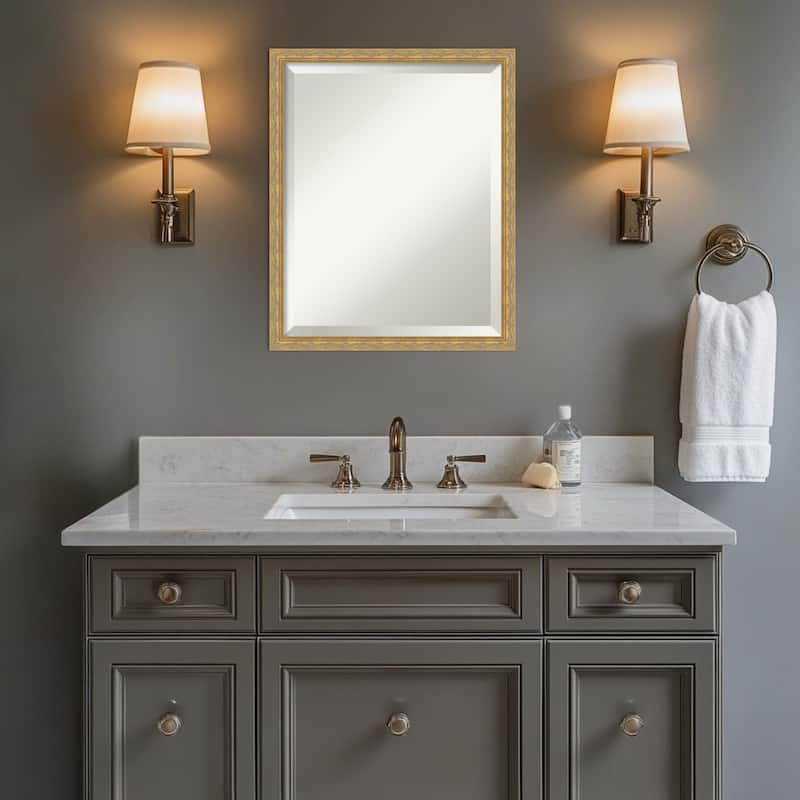 Mila Beveled Wood Framed Bathroom Vanity Wall Mirror