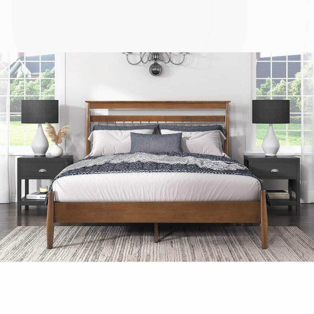 Transitional Design Queen Platform Bed