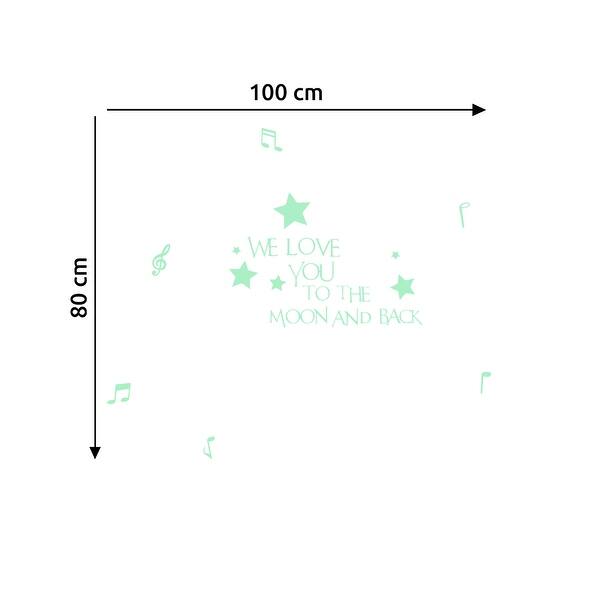 dimension image slide 1 of 2, Walplus Peel and Stick Wall Stickers Glow In The Dark Letter Star Note