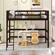 preview thumbnail 2 of 11, Espresso Twin Size Solid Wood Loft Bed with Ladder and Fence for Bedroom, Boys and Girls