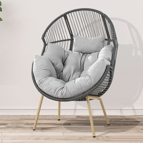 Outdoor Egg Chair with Ottoman with Stand and Cushion - Bed Bath
