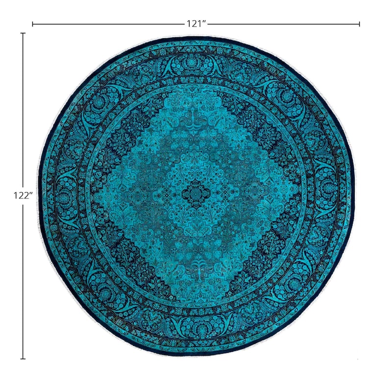 Contemporary Overdyed Wool Hand Knotted Round Area Rug - 10' 1" x 10' 2"