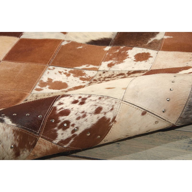Nourison Vivid Textured Over-dyed Hair on Hide Modern Patchwork Area Rug