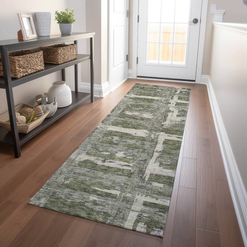 Premium Washable Super Soft Transitional Mayfield Rug - Olive - 2' 3" x 7' 6" - Runner