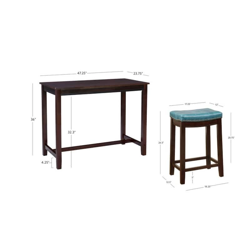 3-Piece Counter Table and Stools - 47.25" - Brown and Blue