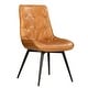 preview thumbnail 4 of 6, Wooden Accent Chair with Genuine Leather Seating and Tufted Back, Brown and Black