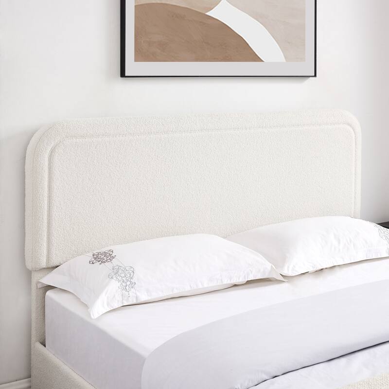 Christopher Knight Home Valle Queen Sized Boucle Upholstered Platform Bed with Drawers, Ivory
