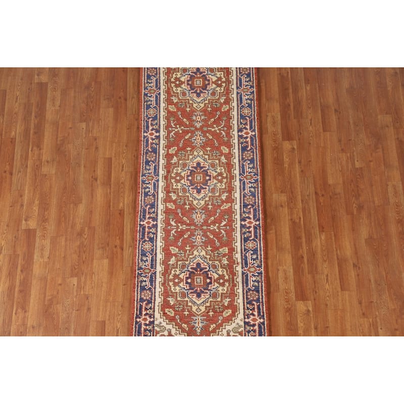 Orange Heriz Indian Runner Rug Hand-knotted Wool Carpet - 2'6"x 7'11"