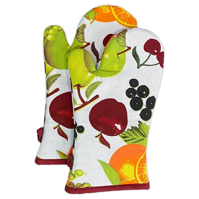 Fruit 100 Cotton 6pc Kitchen Towel, Pot Holder, Oven mitt Set