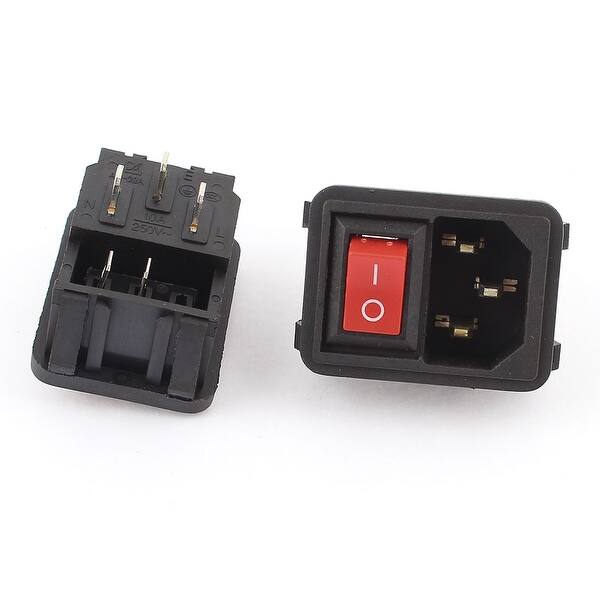Inlet Module Plug Rocker Switch Power Socket AC 10A 250V IEC320 C14 Inlet Module Plug SPST Rocker Switch Male Power ...