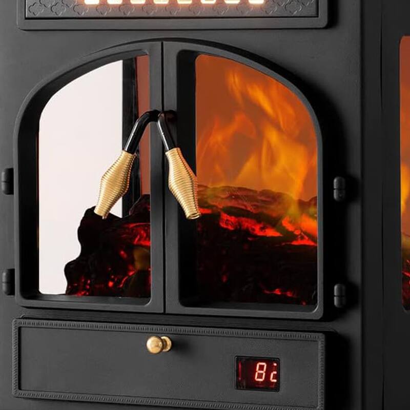 selectric Freestanding Portable Electric Fireplace Heater w/ Remote, Dark Black - 13.12