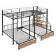 preview thumbnail 10 of 11, Full over Twin-Twin Triple bunk bed with drawers and staircase,Black