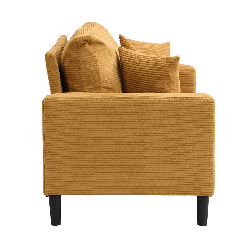 57 inch High Resilience Loveseat Wooden Frame 2 Seat Comfy Small Space Modern Upholstered Orange