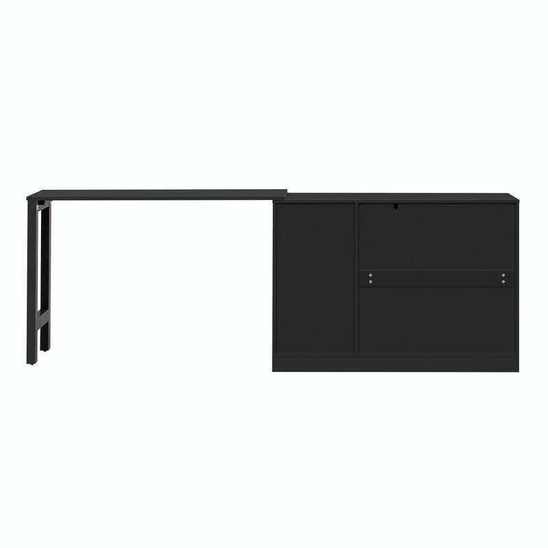 89.7'' Wooden Sideboard with Extendable Table - Multifunctional Storage Cabinet with 2 Doors and 3 Drawers