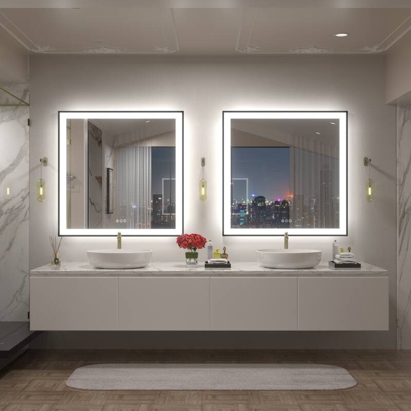 Front & Back LED Anti-Fog Tempered Glass Framed Bathroom/Vanity Mirror 3-Year Warranty