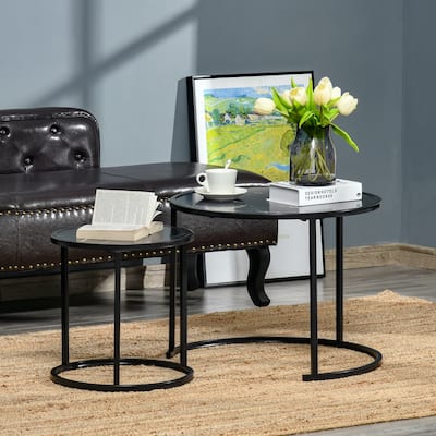 Set Of 2 Modern Round Nesting Coffee Table Set