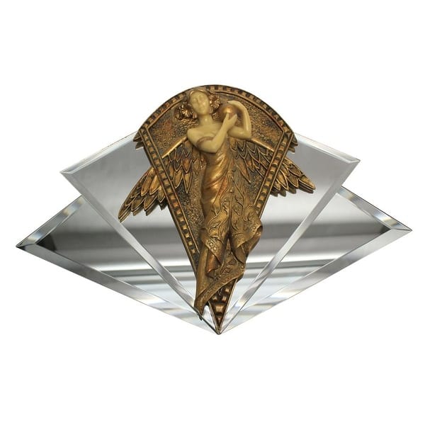 slide 1 of 2, Design Toscano Art Nouveau Angel Mirrored Wall Sculpture - Antique Bronze