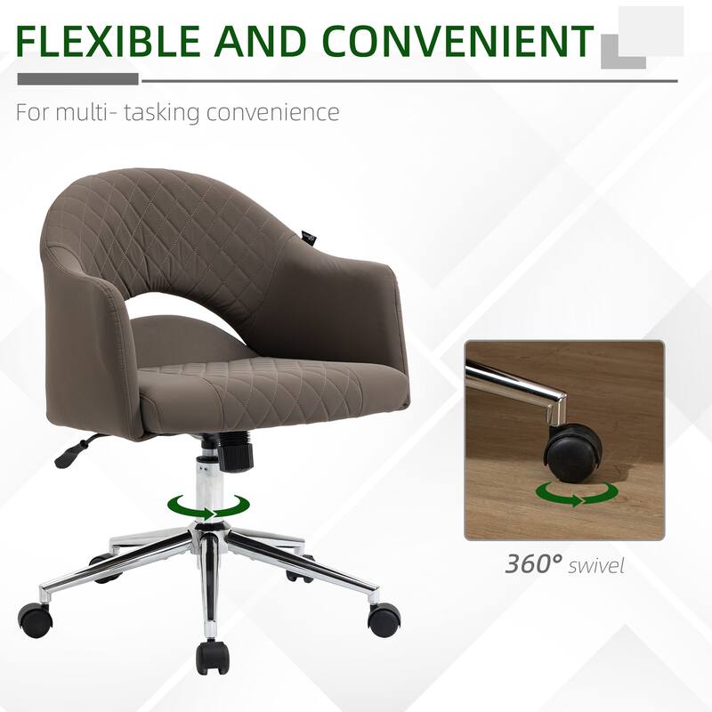 Vinsetto Mid Back Home Office Chair, Computer Desk Chair with Adjustable Height and Padded Seat, Brown - 22.75'' x 24'' x 35.5''