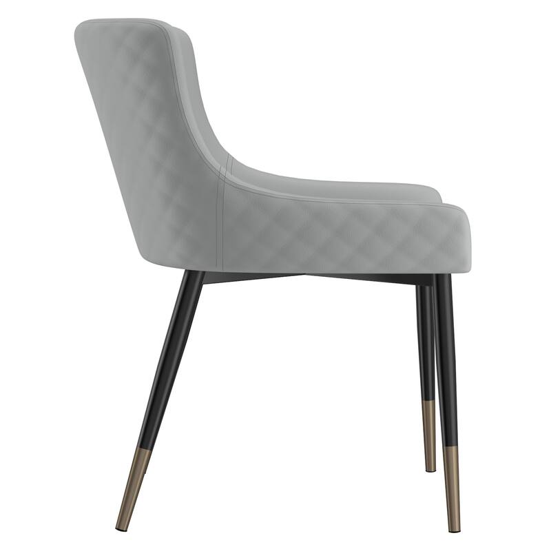 Modern Faux Leather and Metal Dining Chair, Set of 4 - Black