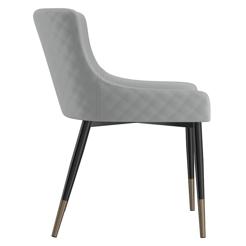 Set of 2 Modern Faux Leather and Metal Side Chair
