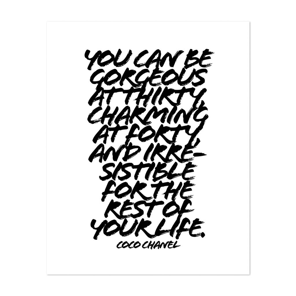 Typography Black White Coco Chanel Inspirational Art Print/Poster