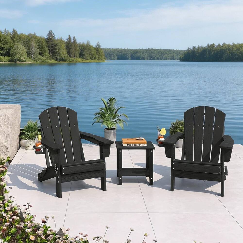 Folding Adirondack Chair Set of 2, with Cup Holder, without Side Table