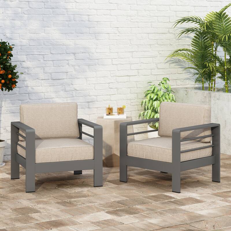 Cape Coral Outdoor Club Chairs with Optional Sunbrella Cushions (Set of 2) by Christopher Knight Home