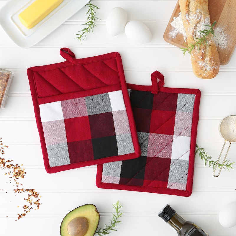 DII Tri Color Check Potholder (Set of 2)