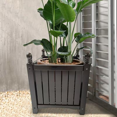 Square Wood Flower & Herb Pot Garden Plant Vegetable Container - 15.75"Lx15.75"Wx18.5"H