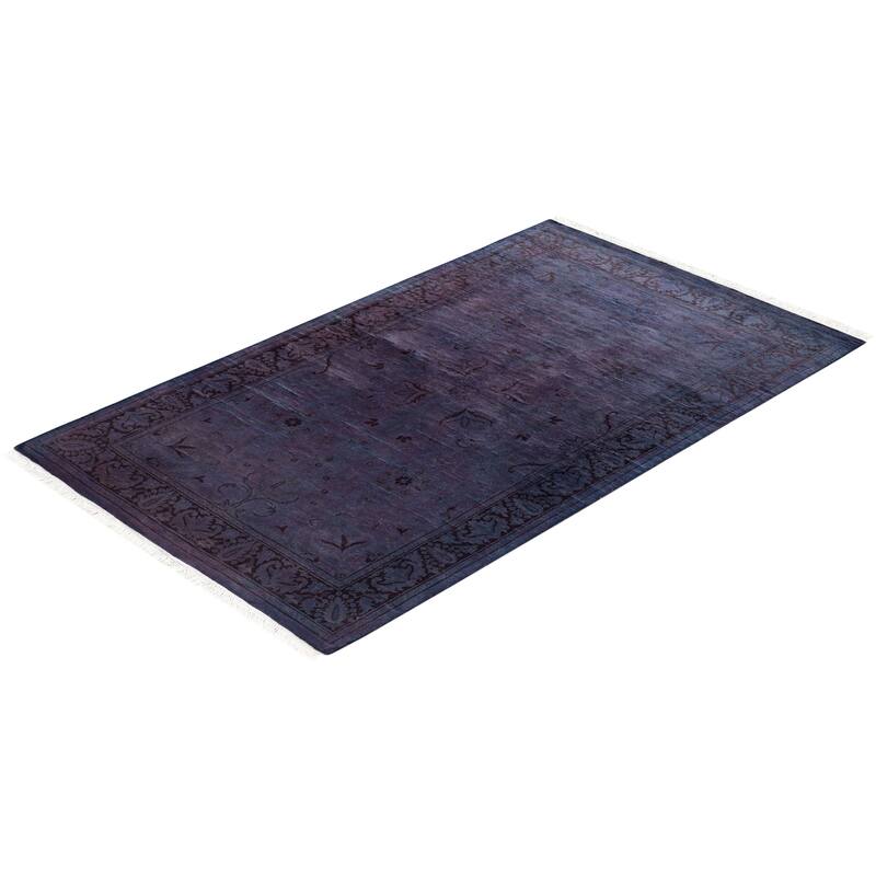 Fine Vibrance, One-of-a-Kind Hand-Knotted Area Rug - Purple, 3' 1" x 5' 2" - 3' 1" x 5' 2"