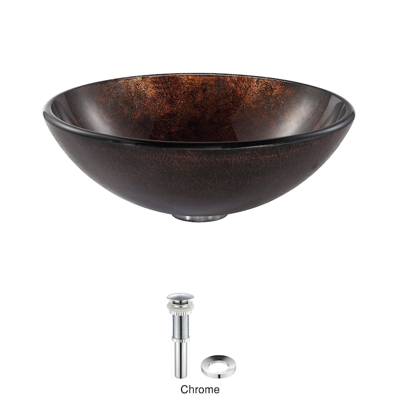 Kraus 16-1/2" Pluto Glass Vessel Bathroom Sink - Includes Pop-Up Drain