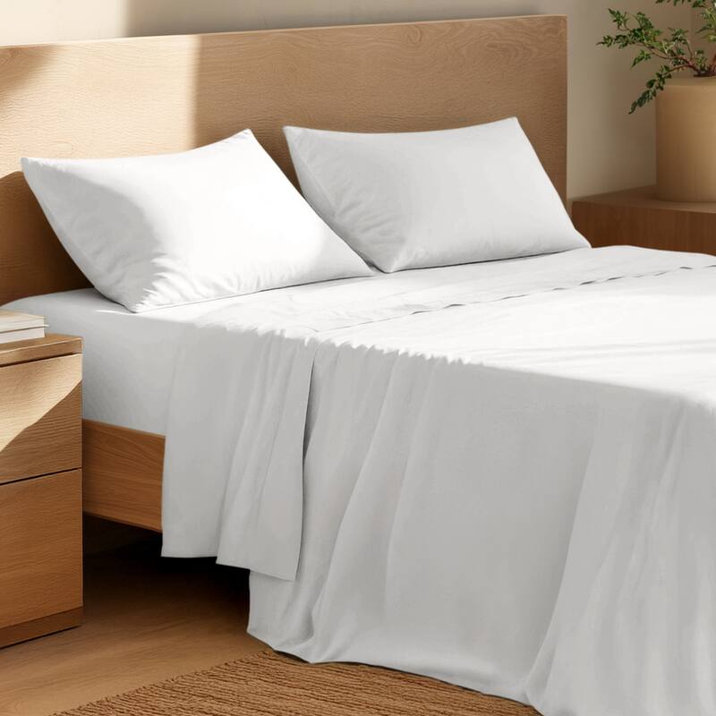 Bare Home Organic Cotton Sheet Set - Crisp Percale Weave - Twin XL - White