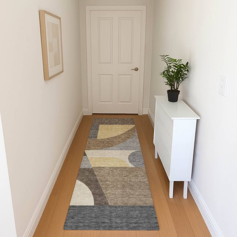 Premium Washable Super Soft Abstract Geo Mayfield Rug - Brown - 2'3" x 7'6"