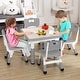 preview thumbnail 8 of 45, Garvee Kids Table and 4 Chairs Set, Graffiti Desktop Plastic Children Art Table, Height Adjustable Table and Chair Set