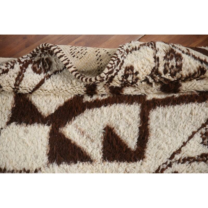 Natural Dye Beige Anatolian Runner Rug Handmade Oriental Wool Carpet - 3'4"x 11'7"