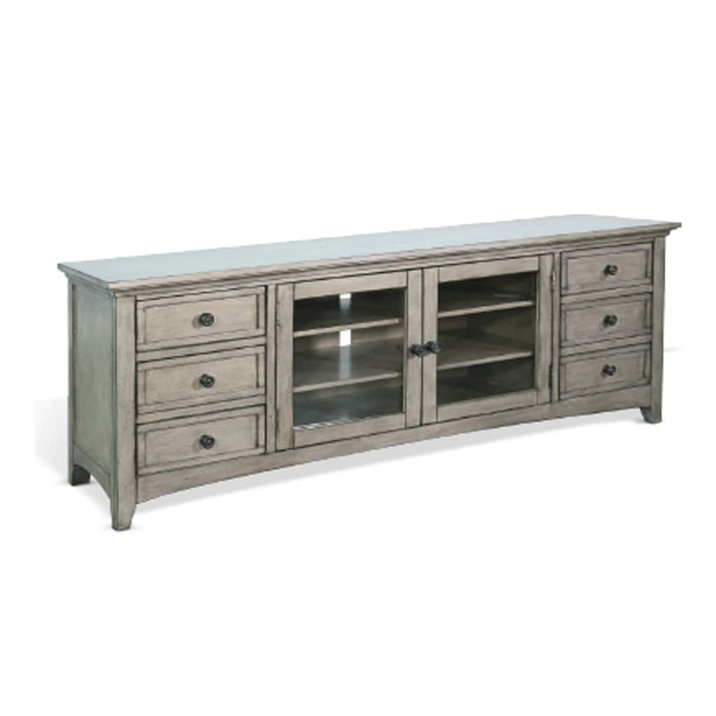 Lesy TV Media Entertainment Console, 82 Inch, 6 Drawers 2 Doors, Gray