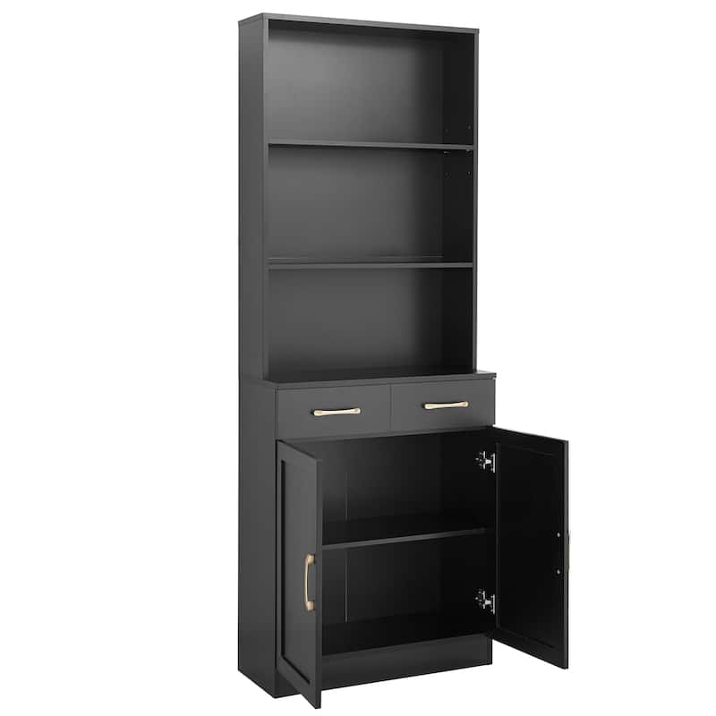 Freestanding Kitchen Pantry Cabinet Storage Cabinet with Adjustable Shelf, Tall Bathroom Cabinet with Anti-Tip