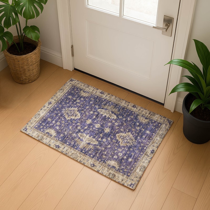 Premium Washable Super Soft Traditional Mayfield Rug - Purple - 1'8" x 2'6"
