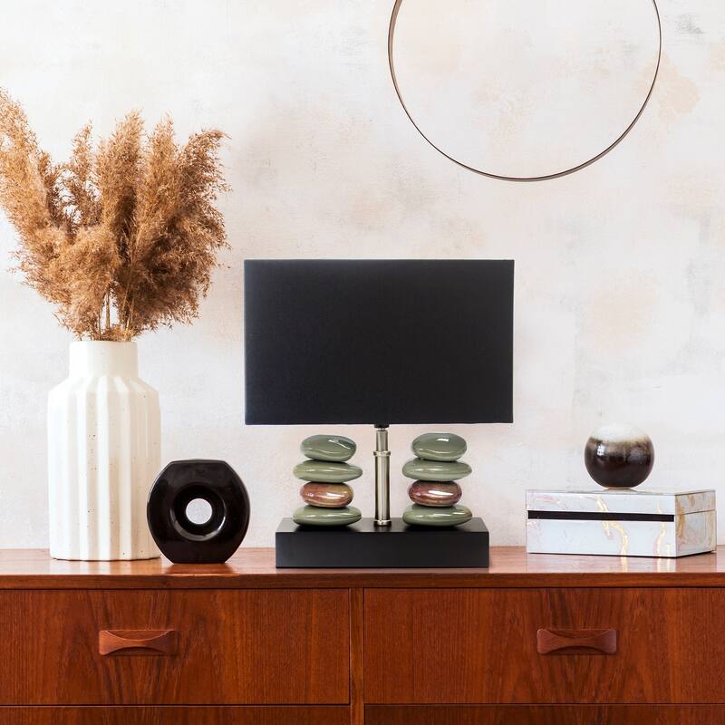 14 in. Black Finish Table Lamp with Black Shade, Sturdy Table Lamp for Living Rooms and Bedrooms