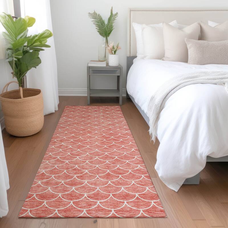 Premium Washable Super Soft Geo Scallops Mayfield Rug - Salmon - 2'3" x 7'6"