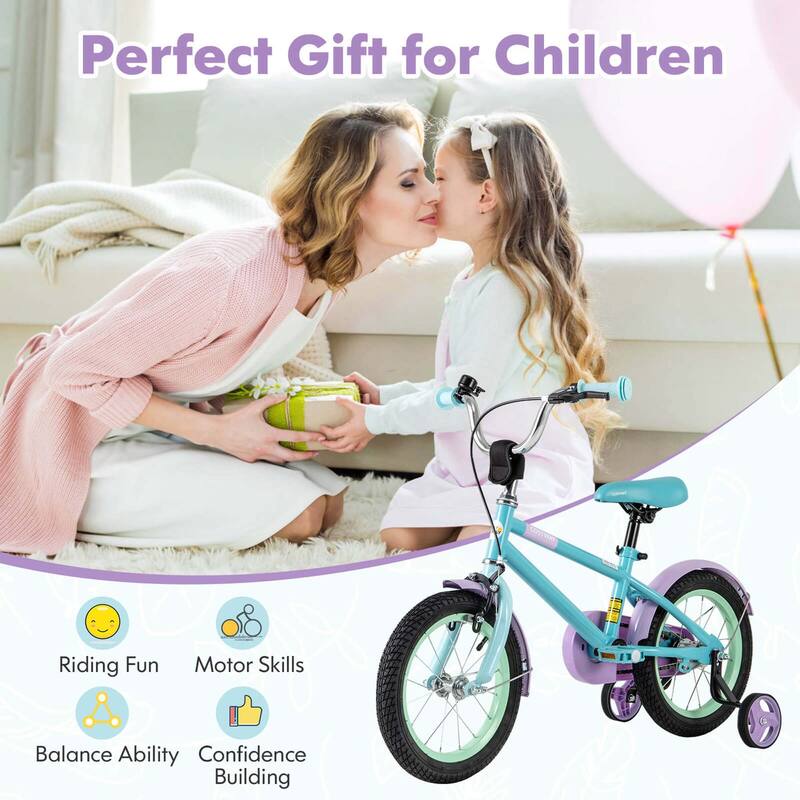 Costway 14" Kids Bike with Adjustable Saddle Handlebar Removable