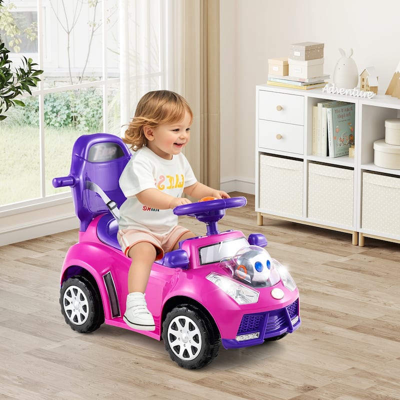 Baby Walking Car with Interactive Lights Horn Sounds and Storage Compartment for Toddlers - 38" x 16" x 35.5"