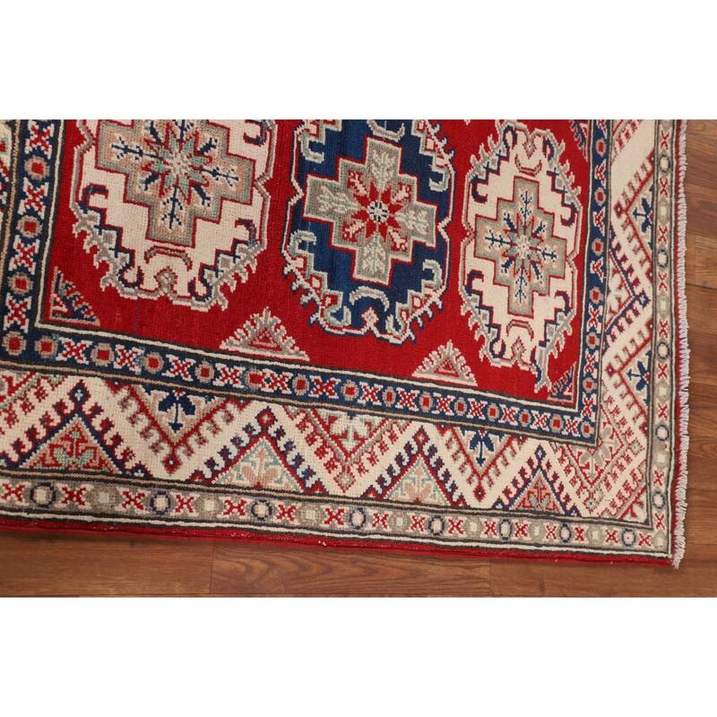 Red Kazak Foyer Rug Hand-Knotted Traditional Wool Carpet - 3'1" x 3'9"