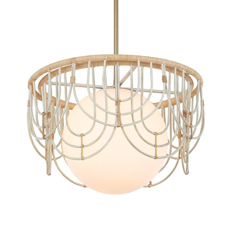 Opal Glass Globe Hanging Pendant Ceiling Light Fixture - 20"