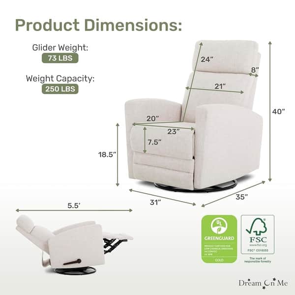 dimension image slide 1 of 3, Dream On me Chatham Basic Nursery Rocking Glider