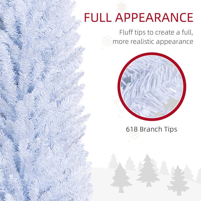 8FT Artificial Slim Pencil Christmas Tree with 618 Realistic Branch Tips & Plastic Stand