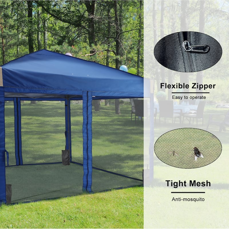 Aoodor 12'x12' Pop Up Canopy Tent with Removable Mesh Sidewalls, Portable Instant Shade Canopy with Roller Bag