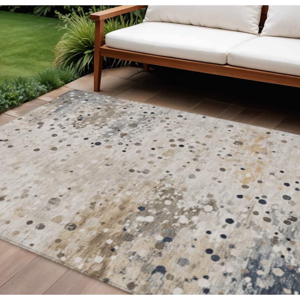 HomeRoots Abstract Transitional Rectangle Outdoor Rug